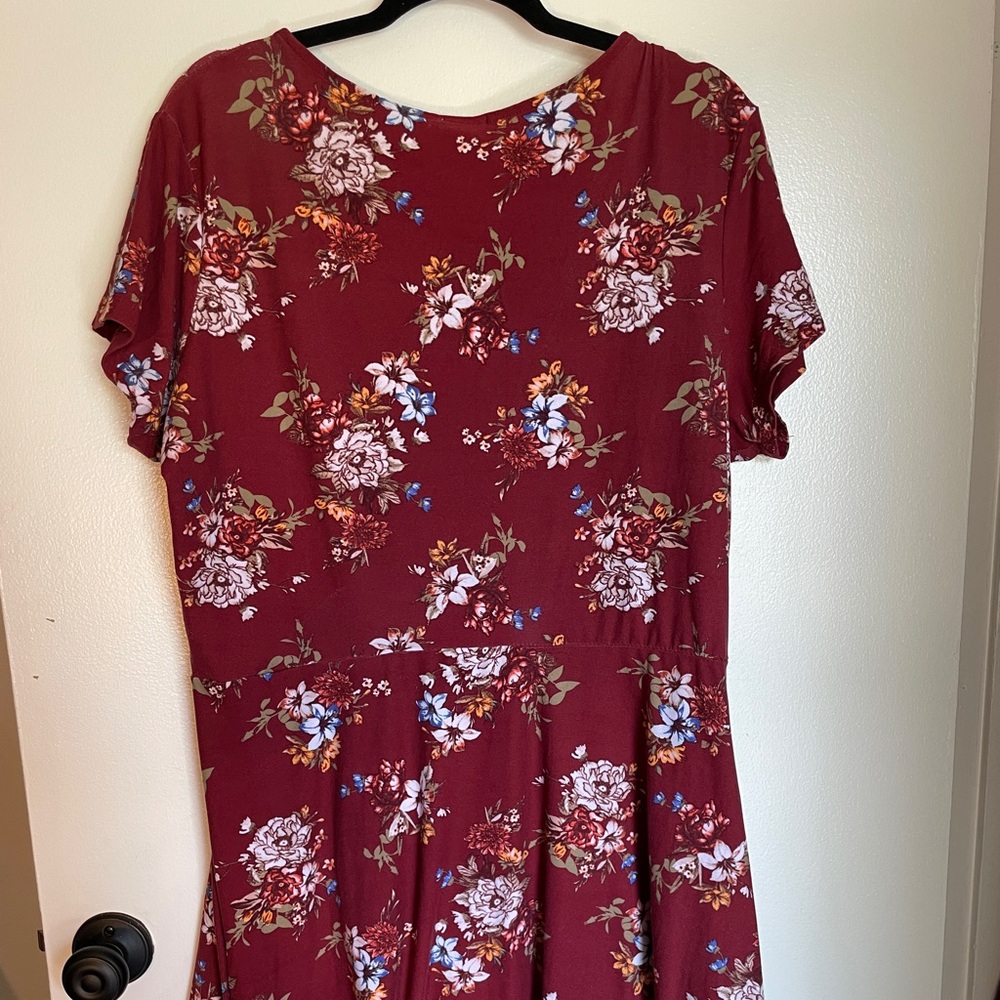 Rue21 Burgundy Floral Midi Dress - Picture 2 of 5